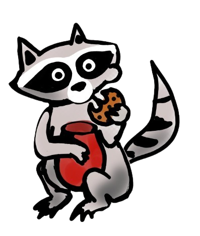 Raccoon eating cookies